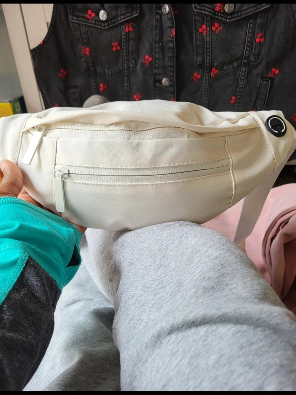 White fanny pack with multiple zipper|  Waist Bag